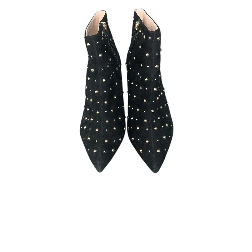 KATE SPADE SUEDE Studded Black Ankle Boots WOMENS 8